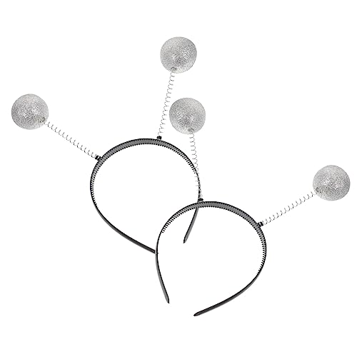 HEMOTON 2 Stück Glitzer Haarreif Silber Halloween Kopfschmuck Leichtes Flexibles Party Accessoire mit Schimmernden Kugeln für Damen und Herren Karneval Kostüm von HEMOTON