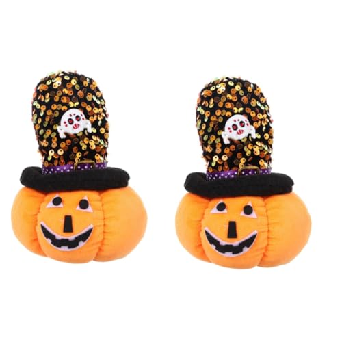 HEMOTON 2 Stück Halloween Kürbis Plüschpuppe Rundes Mützendesign Weiches Kuscheltier Halloween Dekoration für Schlafbegleitung und von HEMOTON