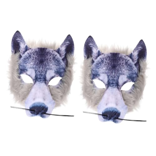 HEMOTON 2 Stück Halloween Wolf Maske Halbgesicht aus Sicherem Vliesstoff und Pe Lustiges Party Cosplay Zubehör für Halloween Kostüm und Karneval Bequemes für Erwachsene und Festlichkeiten von HEMOTON