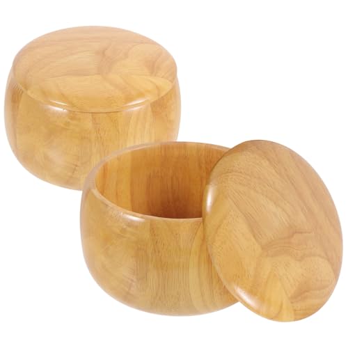HEMOTON 2 Stück Holz Go Schachsteine Aufbewahrungsschale Robuste Schachbox für Schwarze und Weiße Steine Eleganter Holzbehälter mit Feiner Maserung zur Aufbewahrung von Schachfiguren und von HEMOTON
