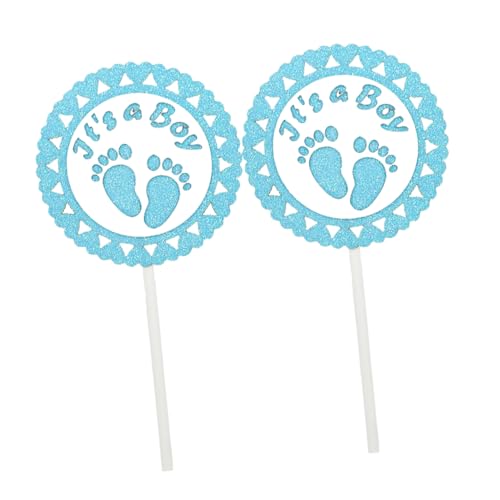HEMOTON 2 Stück Karte für kleine Füße party zubehör partyzubehör Tortenaufsätze für Geburtstage geburtstagstorte hochzeitsdeko Party-Kuchen-Topper Fußabdruck-Ornament von HEMOTON