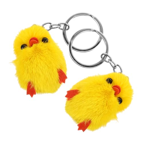HEMOTON 2 Stück Kleine Gelbe Ente Schlüsselanhänger Topper Haar Schlüsselanhänger Puppenhaus Tapete Enten Mini Basteln Blätter Griff Dampfkorb Mini Schal Für Puppen Kit Wühltasche von HEMOTON