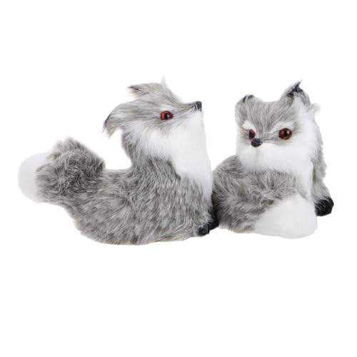 HEMOTON 2 Stück Kleiner Fuchs Ornament Fuchs Kuscheltier Plüsch Simulation Tiere Fuchs Plüsch Waldland Kuscheltiere Simulation Plüsch Mini Plüschtiere Weihnachtsfuchs Künstlich Grau von HEMOTON
