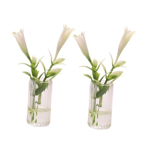HEMOTON 2 Stück Kunstpflanzen Kleine Vase Landschaftsbau Miniaturvase Puppenhausvase Miniatur Knospenvase Vase In Puppengröße Blumen Mit Vase Kleine Vase Puppenfiguren Weißer von HEMOTON