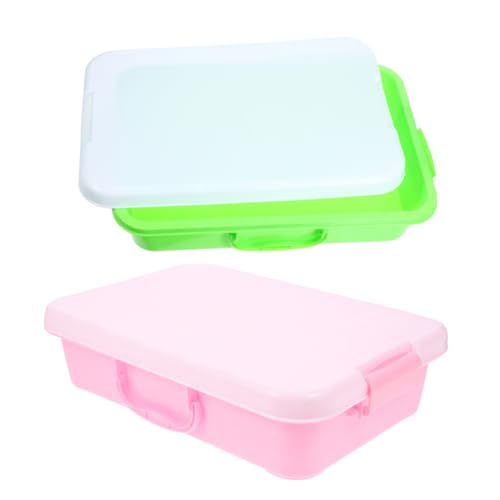 HEMOTON 2 Stück Kunststoff Sandbox mit Deckel für Stapelbare Spielablage für Sand und Bastelbedarf für Familienaktivitäten von HEMOTON