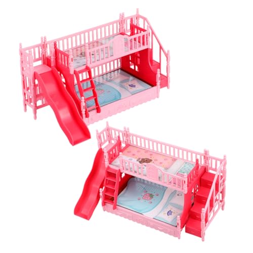 HEMOTON 2 Stück Mini Hausbett Puppenhaus Ornamente Puppenhaus Möbel Miniatur Möbel Miniatur Haus Zubehör Modell Puppen Zubehör Mini Etagenbett Modell Abs von HEMOTON