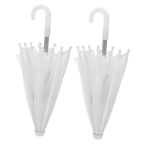 HEMOTON 2 Stück Mini - Regenschirm Regenschirm - Dekorative Regenschirme Für Die Dekoration Kleiner Regenschirm Für Mini - Parasol Für Puppen Pflanzenschattenschirm Stoff Weiß von HEMOTON