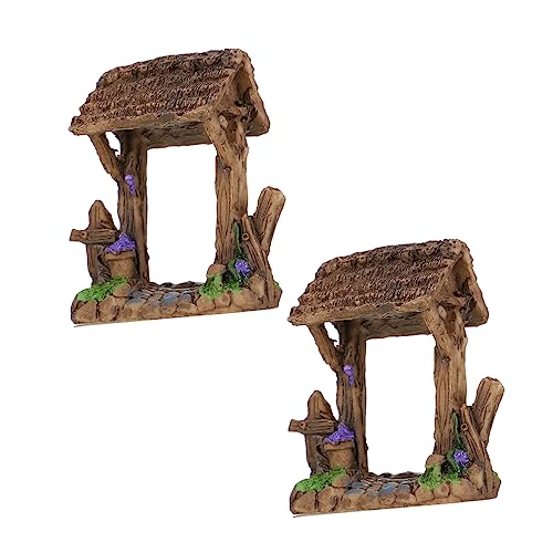 HEMOTON 2 Stück Modell Ornament Tür Miniatur Basteldekoration Weihnachten Winziges Außentor Innenzaun Heckenset Kleines Mini Ornament Wohndekor Feengarten Zubehör Harz von HEMOTON