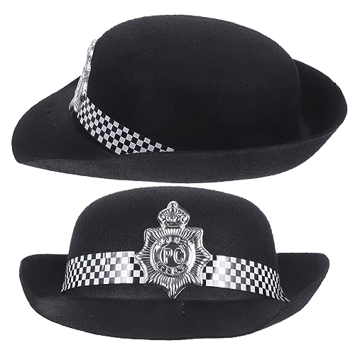 HEMOTON 2 Stück Polizei Hüte Verstellbar aus Hochwertigem Filz Unisex für Karneval Halloween und Rollenspiel Langlebige Kostüm Requisiten für Jungen und Mädchen von HEMOTON