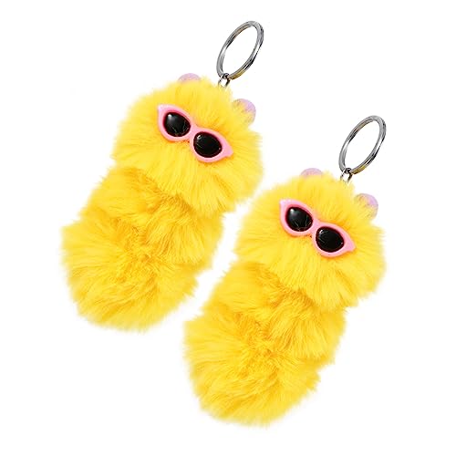 HEMOTON 2 Stück Raupe Schlüsselanhänger Kette Reize Zubehör Halter Plüsch Schlüsselanhänger Taschenanhänger Plüsch-raupen-anhänger Yellow Legierung von HEMOTON