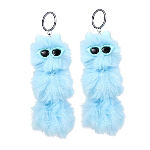 HEMOTON 2 Stück Raupe Schlüsselanhänger Schlüsselbund Schlüsselkette Taschenanhänger Plüsch Blue von HEMOTON