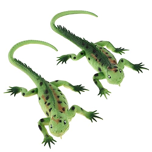 HEMOTON 2 Stück Realistisches Echsenmodell mit Soundfunktion Pädagogisches für Lebensechte Echsenfigur als Terrarium Deko und Tierfigur Grün von HEMOTON