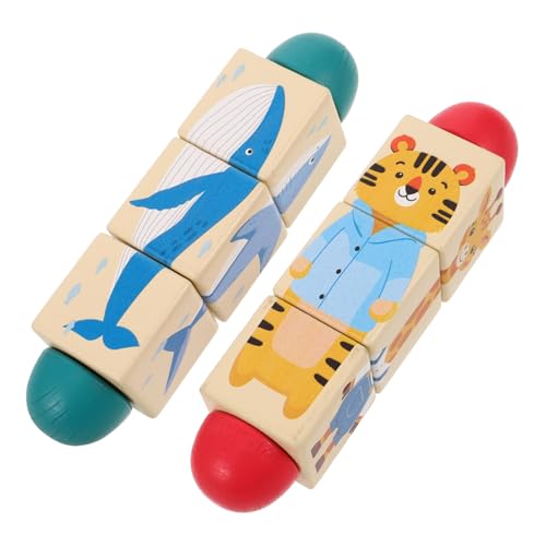 HEMOTON 2 Stück Rotierende Spielzeuge Pädagogisches Montessori Für Babys Montessori Tier Rotationsspielzeug Tierpuzzle Früherziehungs Puzzlespielzeug Kinderpuzzles Holz von HEMOTON