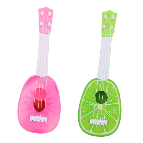 HEMOTON 2 Stück Saiten Mini-Gitarre Spielzeug-Ukulele Gitarrenspielzeug für Kinder Kinderspielzeug kinderinstrumente Musikinstrumente Spielzeuge Kunststoffinstrumente Mini-Ukulelen Obst von HEMOTON