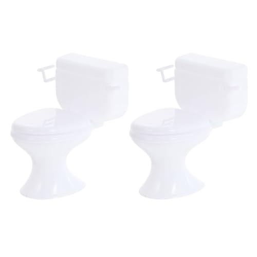 HEMOTON Puppenbadezimmertoilette - Mini-modelltoiletten 2-teilige Miniaturmöbelsets von HEMOTON