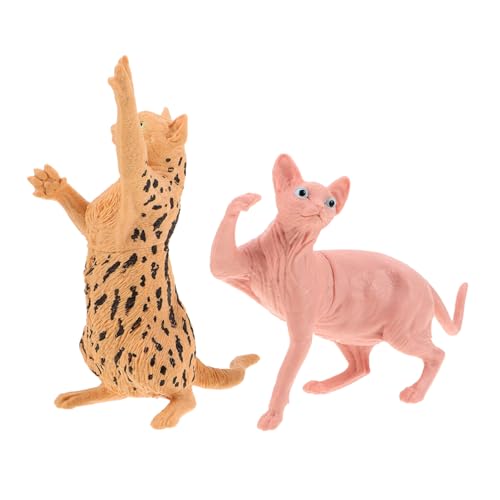 HEMOTON 2 Stück Simuliertes Haarloses Katzenspielzeug Katzenskulptur Katzen Actionfiguren Katzenfigur Katzenornament Realistische Katze Süße Stehende Katze Realistische von HEMOTON