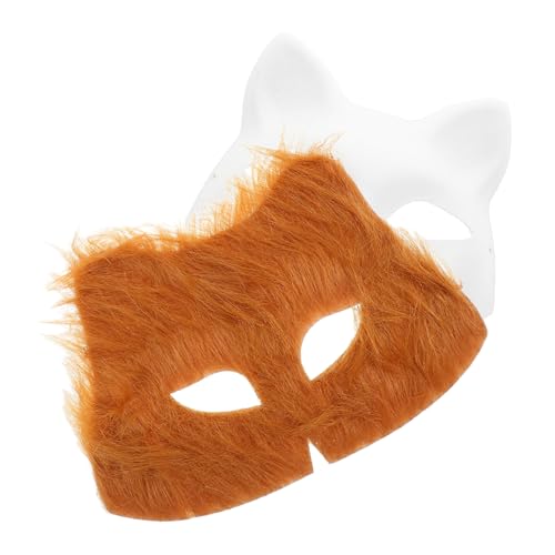 HEMOTON 2 Stück Tanzparty Masken Halloween Masken Tierpelzmaske Tiermasken Karnevalsmaske Basteltiermaske Fuchsmaske Anziehmasken Halbmaske Gelber Plüsch von HEMOTON