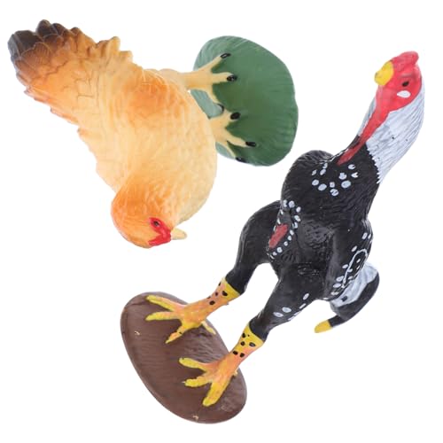HEMOTON 2 Stück Teiliges Miniatur Bauernhof Huhn und Hahn Figuren aus Robustem Realistische Geflügel Modelle mit Lebendigen Farben Pädagogisches für Garten und Innenbereich von HEMOTON