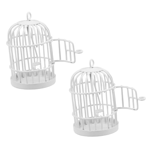 HEMOTON 2 Stück Teiliges Miniatur Vogelkäfig aus Metall mit Schwingtür Kleine Deko Vogelkäfige für Puppenhäuser Vintage Stil Hängende Ornamente für Feengarten und Hochzeitstischdekoration von HEMOTON