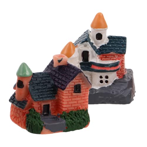 HEMOTON 2 Stück Teiliges Miniaturhaus aus Langlebigem Harz Chinesische Dorfhäuser mit Rustikalem Flair Detailreiche Miniaturfiguren für Bonsai Fairy Garden und Sukkulenten-Dekorationen von HEMOTON