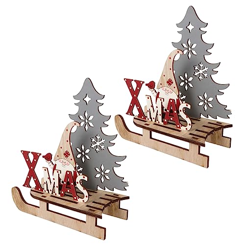 HEMOTON 2 Stück Weihnachtsschmuck Puzzle Baum gnom Weihnachten LED weihnachtsdeko bürodeko Weihnachtszeit Weihnachtsbedarf Weihnachtsrätsel Hölzern Light Grey von HEMOTON
