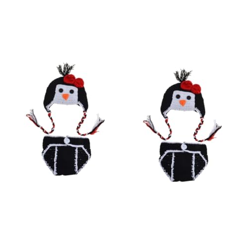 HEMOTON 2-Teiliges Set Babykleidung pinguin kostüm gastgeschenk baby babyprodukte baby gift Kinderkleidung Hüte Pinguin Fotografie Kostüme Babykostüme neugeboren einstellen Strickmütze Hut von HEMOTON