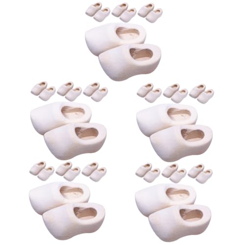 HEMOTON 20 Paare Miniatur Holzschuhe Klompen für Puppenhaus DIY Basteln Handgefertigt Miniatur Dekoration Puppenzubehör Holzblanko von HEMOTON