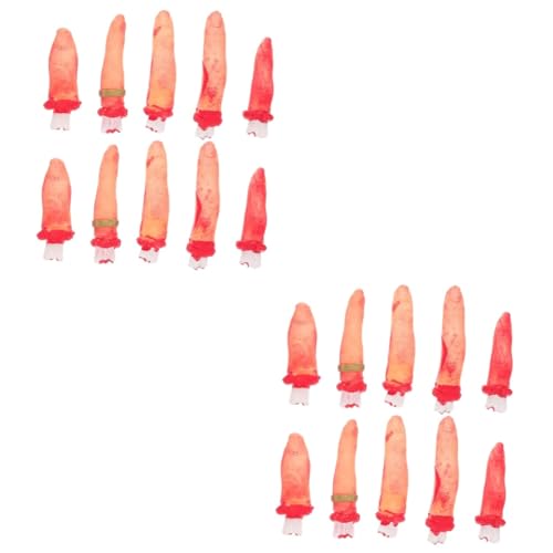 HEMOTON Finger Blutig 20 STK Finger Halloween Horror Halloween Grusel Gefälschte Fingerabdeckung Horror-Halloween-Requisite Spielzeug Abgetrennter Blutfinger Gruselige Fingerstütze Latexschaum von HEMOTON