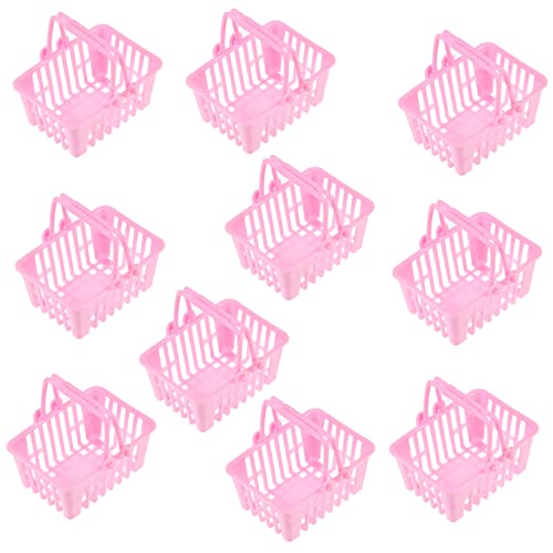 HEMOTON 20 STK Puppen-Einkaufskorb Mini-Tragekorb Mikrospielzeug Körbe aus Kunststoff Mini-Einkaufskörbe Korbspielzeug aus Kunststoff Mini-Süßigkeiten-Korb Lagerung Baby Kind Plastik Rosa von HEMOTON