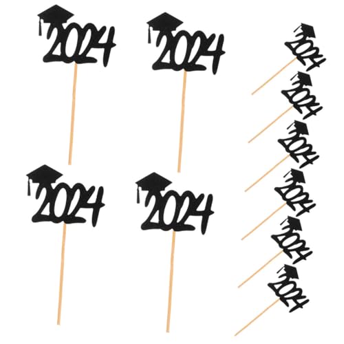 HEMOTON 20 Stück Abschlussfahne Kuchendekor Dekoration Glücklich Geburtstag Cupcake-Kronen Grad abschlussfeier abschluss party Kuchen liefert Cupcake Topper für Abschlusstorte Papier Black von HEMOTON
