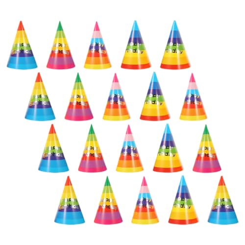 HEMOTON 20 Stück Geburtstagsparty-Kegelhüte Papier Partyhüte Papierkegelhüte Großpackung In Verschiedenen Farben von HEMOTON