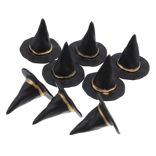 HEMOTON 20 Stück Halloween-Hexenhut Hexenhut Miniatur Miniatur-Hexenhut Hexenbesen Miniatur Halloween-Miniatur winzig Hexenhut für Puppen Mini-Hexenhut Minihüte zum Basteln Plastik Black von HEMOTON