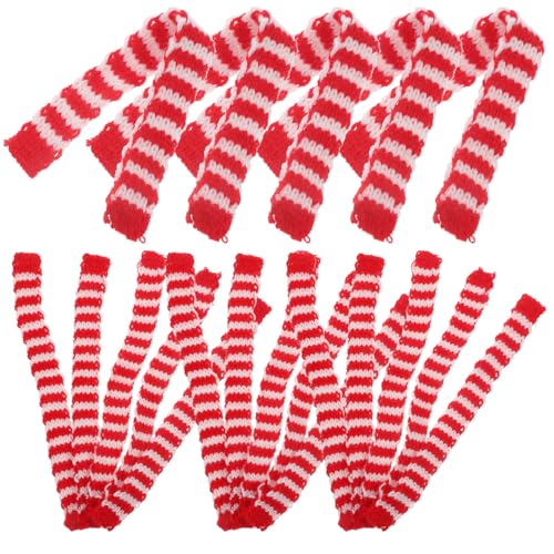 HEMOTON Rot & Grün Gestreifte Wollschals 20 Stück Mini-schal-Spielzeug Puppendekoration von HEMOTON