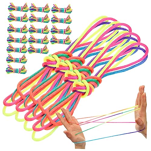 HEMOTON 20 Stück Schnur Seil umdrehen Billardtisch Kinderspielzeug buntes Fingerseil spaß The Fun Spielzeuge Springseil elastisch Wiege Regenbogenkatze Armbänder Fitness Stoff von HEMOTON