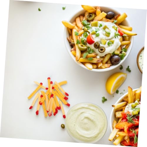 HEMOTON 20 Stück Teiliges Künstliche Pommes Frites mit Gezacktem Rand Realistische Fast Food Deko aus PVC Spielerisches Küchenmodell für Restaurantfotografie Party und von HEMOTON