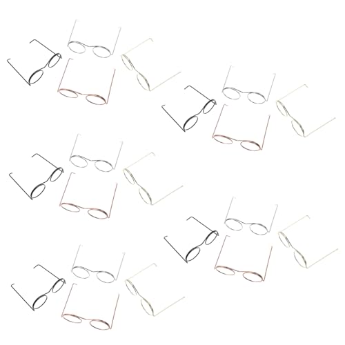 HEMOTON 20 Stück Teiliges Mini Brillenset für Puppen Metallrahmen Gold Silber Roségold Schwarz Leichte Dekorative Brillen für Puppenhaus Dekoration und DIY Bastelzubehör von HEMOTON