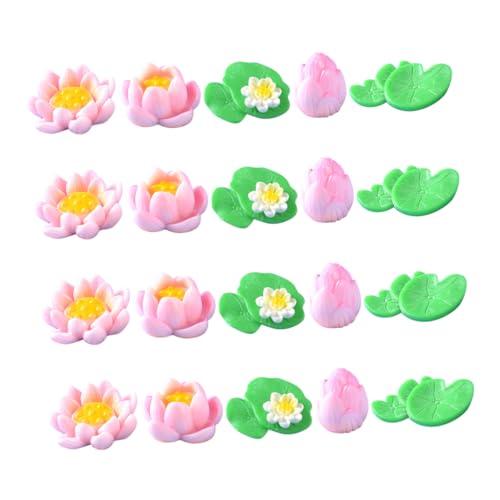 HEMOTON 20 Stück Teiliges Miniatur Harz Lotusblumen und Wasserresistente Aquarium Deko Natürliche Fischbehälter Ornamente Geeignet für Fischbecken Terrarien und Puppenhäuser von HEMOTON