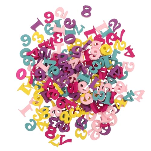 HEMOTON 200 Stück Holzspäne Figuren DIY Bastelarbeiten Zahlen Chips Bunte Bastelarbeiten Pflanzenetiketten Mini Puzzles Jumbo Klebestifte Zahlen Kleine Zahlenaufkleber DIY von HEMOTON