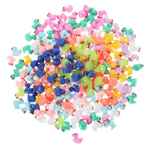 HEMOTON 200 Stück Teiliges Mini Enten aus Buntem Harz Leichte Cartoon Figuren für Garten Dekoration Micro Landschaft Ornamente Vielseitig für Outdoor Patio Blumenbeet Basteln und DIY von HEMOTON