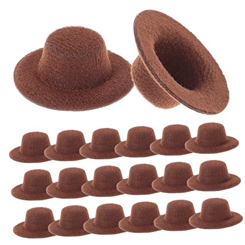 HEMOTON 20St Mini-Hut Hüte Kappe Mini-Puppen Kinderkleider kinderkleidung spielsachen für Clothes Toys Mini-Jazz-Hüte Mini-Hüte für Puppenhäuser Stoff Brown von HEMOTON