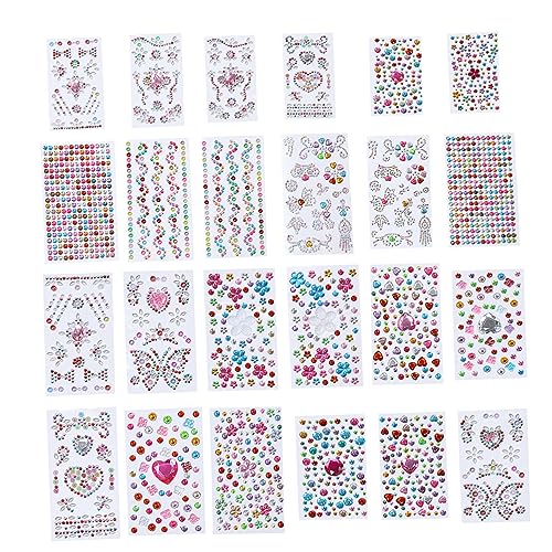 HEMOTON 24 Blätter DIY Acryl Aufkleber Telefon Strass Aufkleber DIY Strass Aufkleber Telefon Perlen Aufkleber DIY Aufkleber von HEMOTON