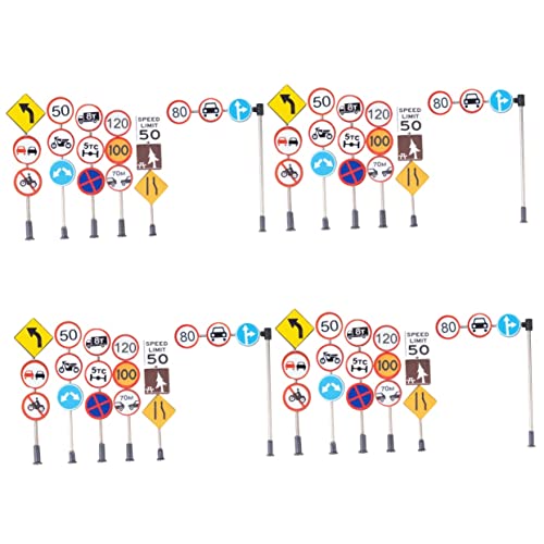 HEMOTON 24 STK Zubehör Für Mikrolandschaften Mini-Spielzeug Mini-verkehrsbarriere Spielzeug-autobahnschilder Straßenkegel Aus Kunststoff Kind Sandkasten Abs Plus Edelstahl Lehrmittel von HEMOTON