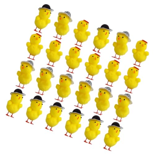 HEMOTON 24 Stück Küken-Ornament Nest Plüsch-Hühnerspielzeug Futterspender gefülltes Hähnchen kindergeschenke Babyküken Osterküken Dekorationen Plastik Yellow von HEMOTON