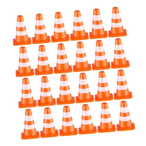 HEMOTON 24 Stück Miniatur Verkehrskegel Orange Verkehrszeichen für Lernspielzeug mit Realistischen Straßenszenen für Rollenspiele Verkehrssicherheit von HEMOTON