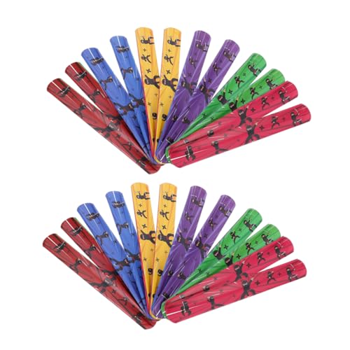 HEMOTON 24 Stück Teiliges Ninja Slap Armband für Bunte PVC Klatscharmbänder Sicher und Vielseitig Fördert Hand Augen Koordination als Party Mitgebsel von HEMOTON