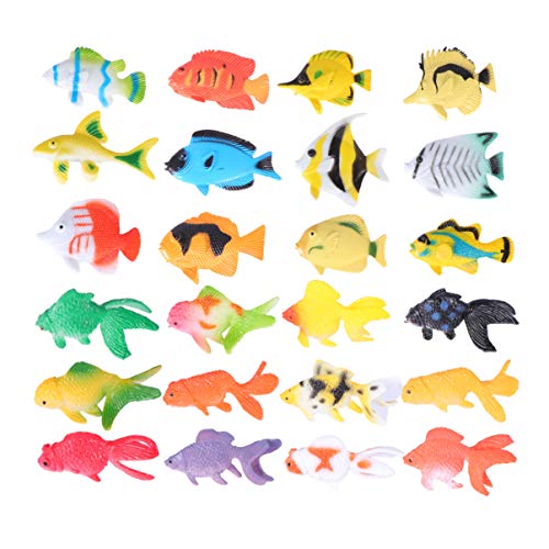 HEMOTON Plastikfisch-Set 24-teilig Mini-Spielzeug Tropische Fische Pädagogisches Lernspielzeug Für Jungen Und Mädchen Für Jungen Und Mädchen von HEMOTON