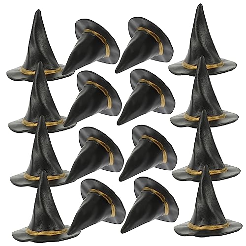 HEMOTON 24 Teiliges Halloween Mikrolandschafts Fußmatten Hut Flaschenaufsatz Cowgirl Hut Halloween Kostüm Hexenhut Halloween Dekoration Puppenhaus Lichter Hexen Set von HEMOTON