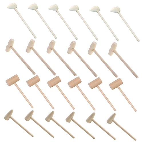 HEMOTON 24St hölzerner Hammer Mini-Krabbe Mini-Hammerspielzeug hämmern Minihammer zehn kinderspielzeug bastelset Mini-Hämmer für Holzhämmer von HEMOTON