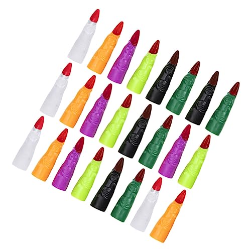 HEMOTON 24st Halloween-nagelset Halloween-hexenfinger Falsche Finger Streicheln Nagel Charms Skelett Seltsam Plüsch Glühen Falscher Finger Reize Zappelt Gefälscht Bunte Hexenfinger Plastik von HEMOTON