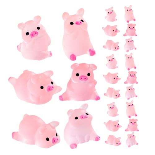 HEMOTON 24stücke Mini-schweinefiguren Aus Harz Kleine Tierdekor Für Garten Und Party Leuchtend Im Dunkeln Süße Mini-Bonsai-Figuren von HEMOTON